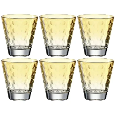 Imagen de Leonardo Optic 025897 juego de 6 vasos agua aptos para lavavajillas, cristal coloridos, bebidas, color amarillo, unidades 215 ml