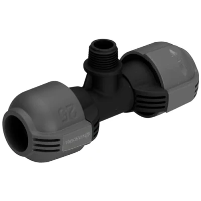 Imagen de Gardena Quick&amp;Easy 2786 20 Unión de T del sistema aspersión para rosca macho: pieza conexión conectar el aspersor emergente en tubo, 25 mm y macho 1/2&quot;, técnica