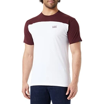 Imagen de Vans Script Crew Block SS Camiseta, White Port Royale, S para Hombre