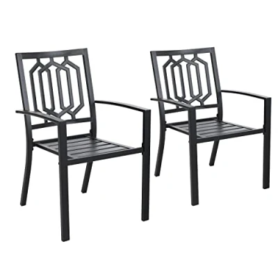 Imagen de PHIVILLA Juego de 2 sillas jardín metal para exteriores, color negro