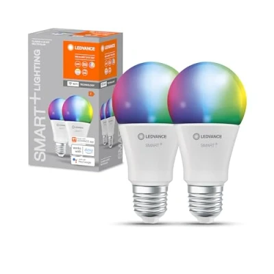 Imagen de LEDVANCE Smarte LED Lampe mit WiFi Technologie, Sockel E27, Dimmbar, Lichtfarbe änderbar (2700 6500K), RGB Farben änderbar, ersetzt Glühlampen 100 W, SMART+ Classic Multicolour, 3er Pack