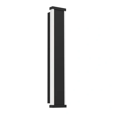 Imagen de Eglo Neviano lámpara de pared para exterior, iluminación exterior casa, aplique rectangular metal y plástico en negro, blanco cálido, IP65, 38 cm