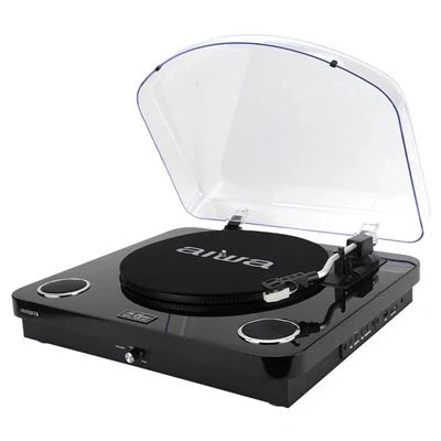 Imagen de Aiwa GBTUR 120BKMKII: Tocadiscos Bluetooth con Encoding, 3 velocidades, Radio FM, USB y SD. Conversión directa de Vinilo a Digital. Color: Negro