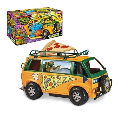 Imagen de TORTUGAS NINJA Pizza Fire Delivery Van, Juguete de la Furgoneta Reparto Que Lanza Pizzas película Caos mutante, para Fans, niños y niñas +4 años, TMNT, Famosa (TU804000)