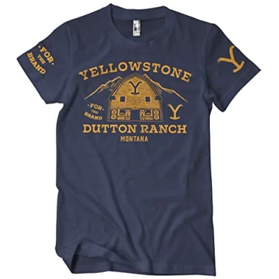 Imagen de Yellowstone Licenciado Oficialmente Barn Hombres Camiseta (Azul Marino), XX Large