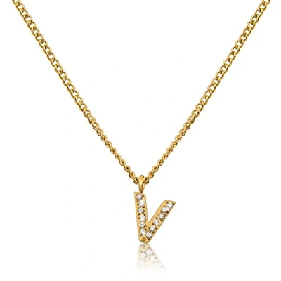 Imagen de GD GOOD.designs Cadena de letras oro para señoras I Collar chapado en 18 quilates con iniciales circonita acero inoxidable dorado