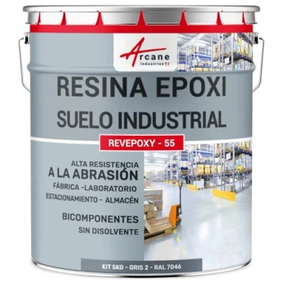 Imagen de Pintura epoxi suelo industriale, aparcamiento: REVEPOXY TRÁFICO INTENSO 5 Kg (hasta 10 m² en 2 capas) Gris tele RAL 7046 ARCANE INDUSTRIES