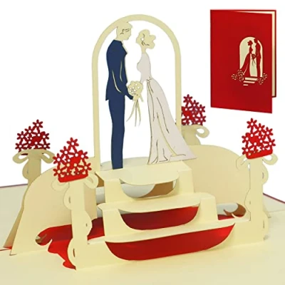 Imagen de LIN Pop Up 3D Tarjeta de felicitación por la boda, Novios en ceremonia, (#79)