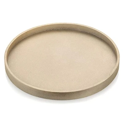 Imagen de Hanobe bandeja decorativa para mesa de centro: madera dorada, bandejas redondas rústica, 31 cm/12.2 pulgadas, mostrador otomano, organizador sala estar