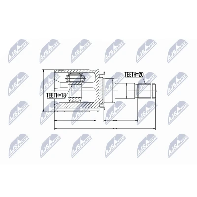 Imagen de NTY NPW TY 052 Junta Homocinética Eje trasero, lado de engranaje TOYOTA: Auris Hatchback, RAV4 III SUV