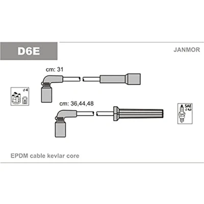 Imagen de JANMOR D6E Juego de Cables Encendido DAEWOO: Lanos Hatchback, Kalos Berlina