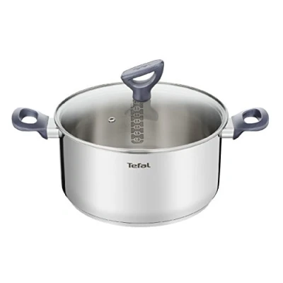 Imagen de Tefal Cacerola Daily Cook 20 cm de acero inoxidable, base reforzada, aptas para todo tipo cocinas incluido inducción, gran conductividad y resistencia con materiales reciclados