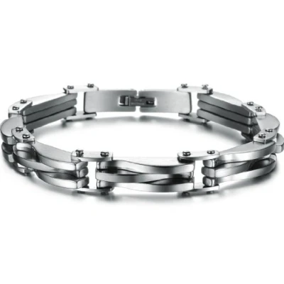 Imagen de Keybella Pulsera para hombre de cadena en acero inoxidable Color oro y plata (plata)