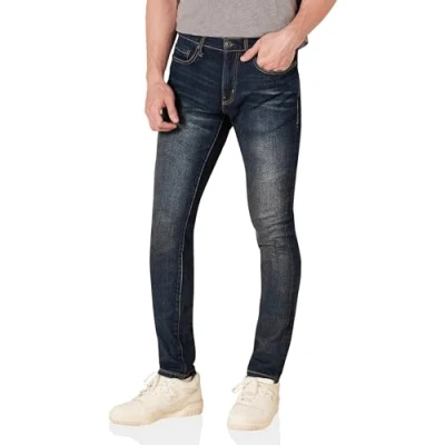 Imagen de Amazon Essentials Pantalón Vaquero Elástico de Ajuste Ceñido Hombre, Lavado Oscuro, 36W / 34L