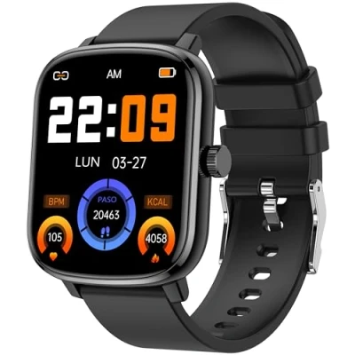 Imagen de KALINCO Reloj Inteligente Mujer Hombre, 1,69 Smartwatch con Presión Arterial Whatsapp Notificación Frecuencia Cardíaca SpO2 Sueño Podómetro Pantalla Dividida Deportivo para Android iOS