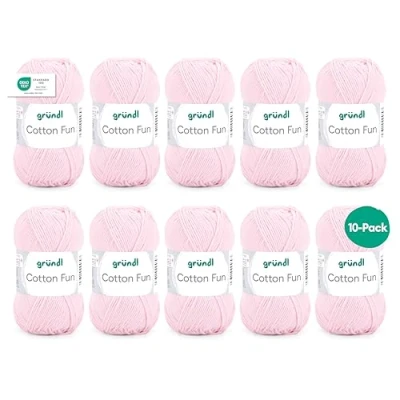 Imagen de Gründl Cotton Fun (algodón para ganchillo, juego de hilo suave algodón 100%, certificado OEKO TEX, 50 g/115 m, tamaño aguja: 3 4, 10 ovillos g), orquidea