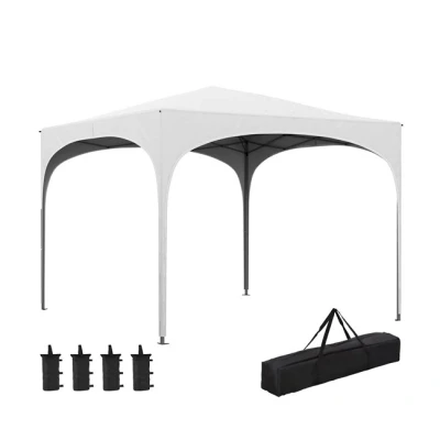 Imagen de Outsunny Carpa Plegable 3x3 m Cenador de Jardín Altura Ajustable con Bolsa Transporte Impermeable Anti UV y Bolsas Arena Gazebo para Exteriores Patio Blanco
