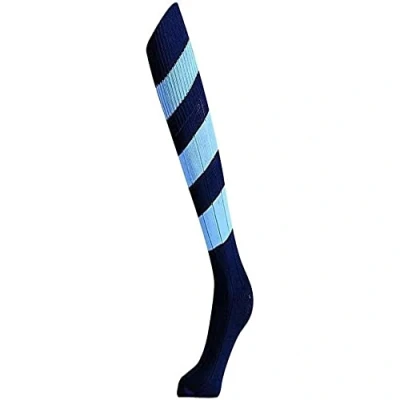 Imagen de Mitre Mercury Medias de fútbol rayadas para Adultos, equipación fútbol, largas Ligeras, Deportivas Transpirables, Talla 41 47, Azul Marino/Celeste