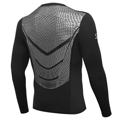 Imagen de AMZSPORT Camiseta de compresión Mangas Larga para Hombre Deportes Secado Rápido Funcionamiento Baselayer Plata Size L
