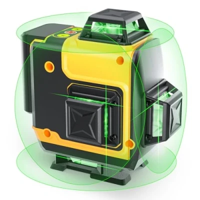 Imagen de Nivel láser, FELLAT 4 x 360 Laser Autonivelante 4D 16 líneas Verde con Modo de Pulso, 2 Baterías Recargables Soporte Magnetico Giratorio Mini tripodeb