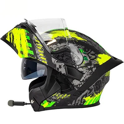 Imagen de Bluetooth Incorporado Casco Moto Modular Anti Vaho Cascos Integral Flip Up ECE 22 05 Aprobado Integrales Contestador Automatico de Motocicleta para Adultos