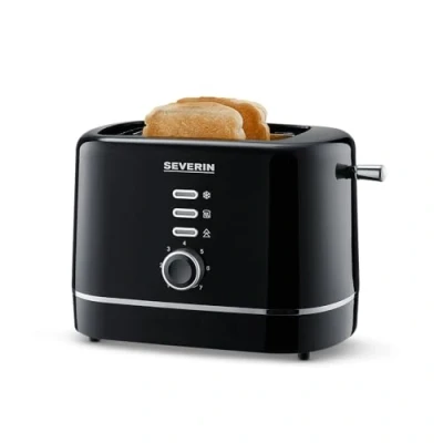 Imagen de SEVERIN Tostadora Automática, 850 W, Tostador de pan con 2 Ranuras Cortas, Carcasa toque frio, Espacio para guardar el cable, Color Negro AT 4321