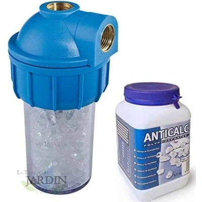 Imagen de Suinga Pack filtro ANTICAL calentadores y calderas 1/2&quot; con vaso contenedor de polifosfatos. Incluye recambio polyfosfatos 500 gramos. Elimina la capacidad incrustante cal.