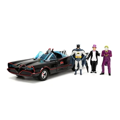 Imagen de Jada Coche Batmóvil Clásico Deluxe, Serie TV 1966, Escala 1:24 (19cm), Incluye 4 Figuras, Fabricado en Metal de Calidad Fundido A Presión, Partes Móviles, partir 8 Años (253215011)