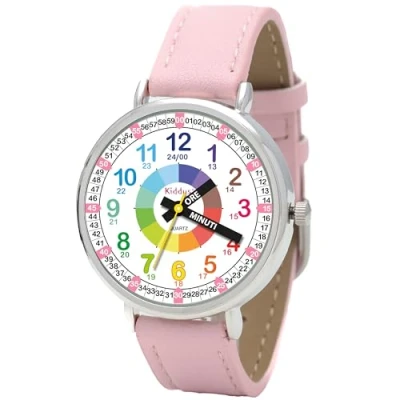 Imagen de Kiddus Reloj Educativo Analógico para niño, niña. Aprende la Hora con Nuestro Fácil Sistema Time Teacher. Ejercicios incluídos. Mecanismo de Cuarzo