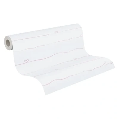 Imagen de A.S. Création Papel pintado infantil Little Love de 10,05 x 0,53 m, color rosa y blanco, fabricado en Alemania 381402 38140 2