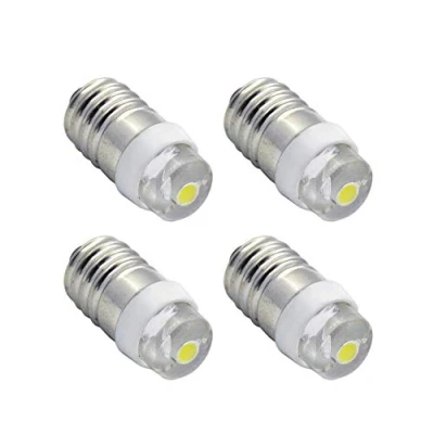 Imagen de Ruiandsion 4 bombillas LED E10 blancas DC 1,5 V 0,5 W para antorcha, linterna, faro, tierra negativa