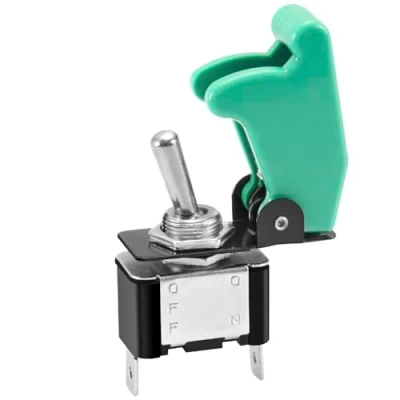 Imagen de Heschen Interruptor de palanca metal, 12V 20A, SPST, ON/OFF, 2 posiciones, pines, con tapa impermeable (Tapa verde)