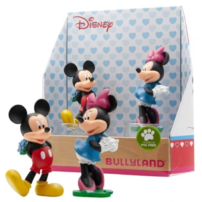 Imagen de Bullyland 15077 Juego de Figuras Walt Disney Mickey Valentine y Minnie, pintadas a Mano, sin PVC, Gran Regalo para niños niñas Jugar imaginativamente
