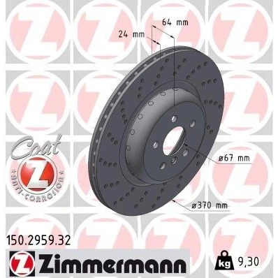 Imagen de ZIMMERMANN Disco de freno BMW: 5 Sedán, Touring, 7 370mm 24mm 6/5 5Taladro(s) 112mm ventilación interna, avellanado revestido altamente carbonizado