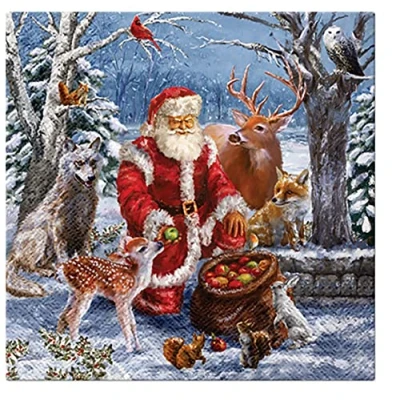 Imagen de PAW Servilletas Papel 3 Capas (33 x 33 cm) I 20 Unidades Navideñas con Diseño Navideño, Invernal y de Papá Noel Color: Santa’s Gifts