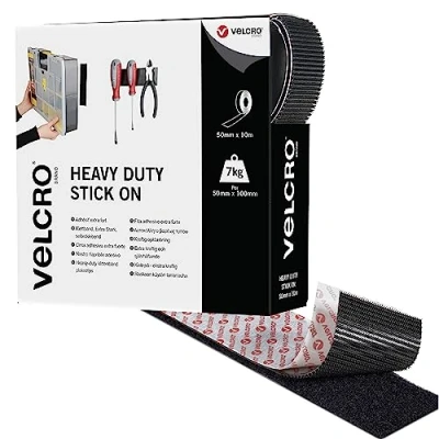 Imagen de VELCRO Brand, Adhesivo resistente, Poder de retención superior Uso en interiores y exteriores, Negra, 50mm x 10m