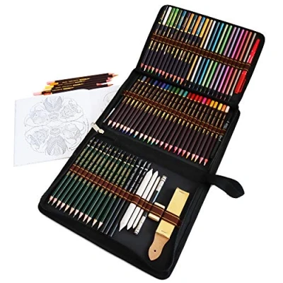 Imagen de Lapices de Colores para Dibujo Profesional,Dibujo a Lapiz Set Artistico Kit 72 lápices Colorear Artistas y Estudiantes Amantes colorar,Incluye Caja Cremallera Portátil