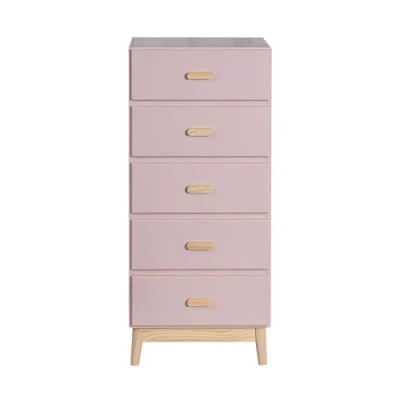 Imagen de Rebecca Mobili Cómoda para Niños, con 5 Cajones, Rosa Marrón, MDF Pino, Diseño Escandinavo, Ahorra Espacio Medidas AxAnxFon: 115 x 50 40 cm Art. RE6981