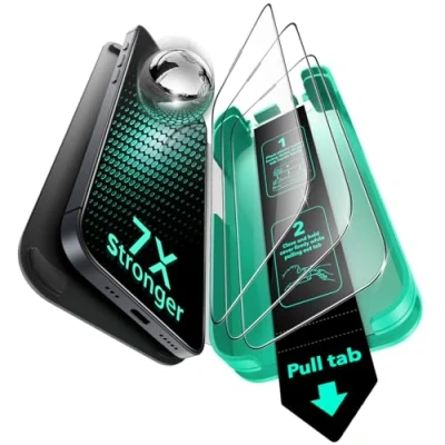 Imagen de ESR Protector Pantalla para iPhone 16 y 15, Cristal Templado 9H+, Sin Burbujas Ni Polvo, Protección Grado Militar, No Astilla, Duradero, Herramienta Instalación Fácil Mejorada