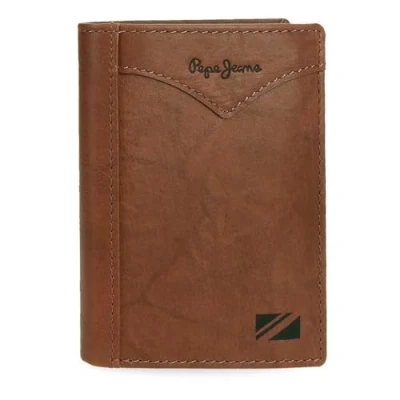Imagen de Pepe Jeans Jacket Cartera Vertical con Monedero Marrón 8,5x11,5x1 cms Piel by Joumma Bags