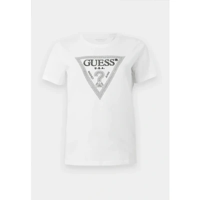 Imagen de Guess Triangle TEE Camiseta estampada, Mujer, Talla: XS, Pure white