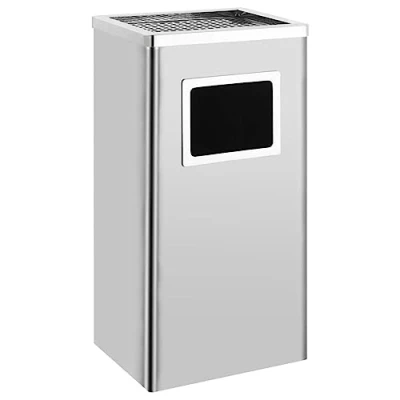 Imagen de vidaXL Papelera con Cenicero Acero Inoxidable Basura Contenedor Cubo Diseño Elegante Funcional Sofisticado Insertos Extraíbles Robusto Capacidad 45L