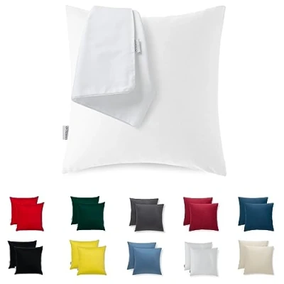 Imagen de Flowen Fundas de Cojin 60x60 Microfibra Juego 2 Funda Almohada del Sofá Decorativas con Cremallera Invisible Tejido Suave y Lavable Antiácaros Transpirable Hipoalergénico para Cama Silla