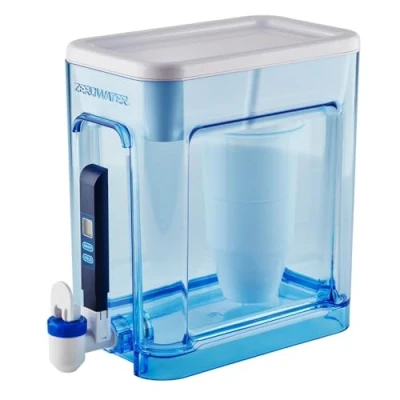 Imagen de ZeroWater Dispensador de filtro agua 5 etapas listo para leer 22 tazas, certificado NSF reducir el plomo y PFOA/PFOS, lectura instantánea TDS,Blanco/Azul
