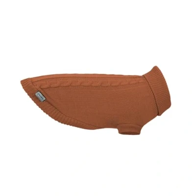 Imagen de Record Jersey para Perros Willy. Suéter de Cuello Alto, Estampado Trenzado, Agujero Correa y pasamanos elástico. Marrón, 3XS Longitud Espalda 20 cm