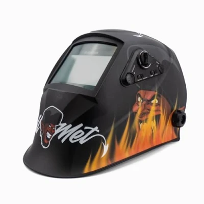 Imagen de Solter Pantalla Soldadura HELLMET Devil, CE 1/1/1/1 conTecnología True Color, Area Visión 100x60mm, 4 Sensores, Pila Solar Reemplazable, Accesorios de