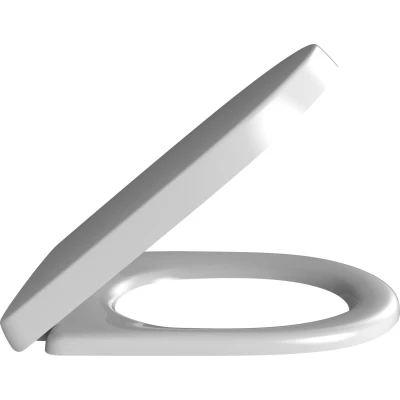 Imagen de asiento para inodoro O.novo de Villeroy &amp; Boch, con tapa y cierre automático, fabricado Duroplast resistente, pieza recambio original, en forma D, color blanco, brillante