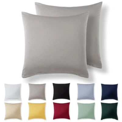 Imagen de Alreya Juego de 2 Fundas Almohada 100% Algodón Jersey 40 x cm Gris Claro Funda Cojín para Cama 40x40 Cojínes sofá hipoalergénica