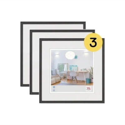 Imagen de walther design KV330B3 Nuevo marco de fotos plástico Lifestyle, 30x30 cm, negro, paquete 3