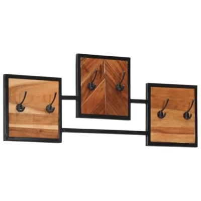 Imagen de vidaXL Perchero de Pared Madera Maciza Acacia y Hierro 90x1x35 cm